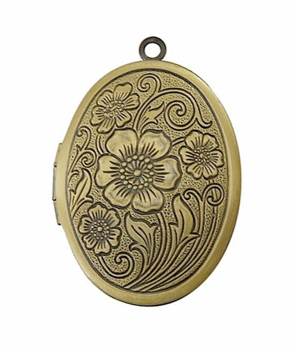 Antique Bronze Locket with Etched Flowers 642x