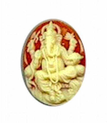 25x18mm Hindu God Genisha Carnelian and Ivory  Resin  Cameo 644R