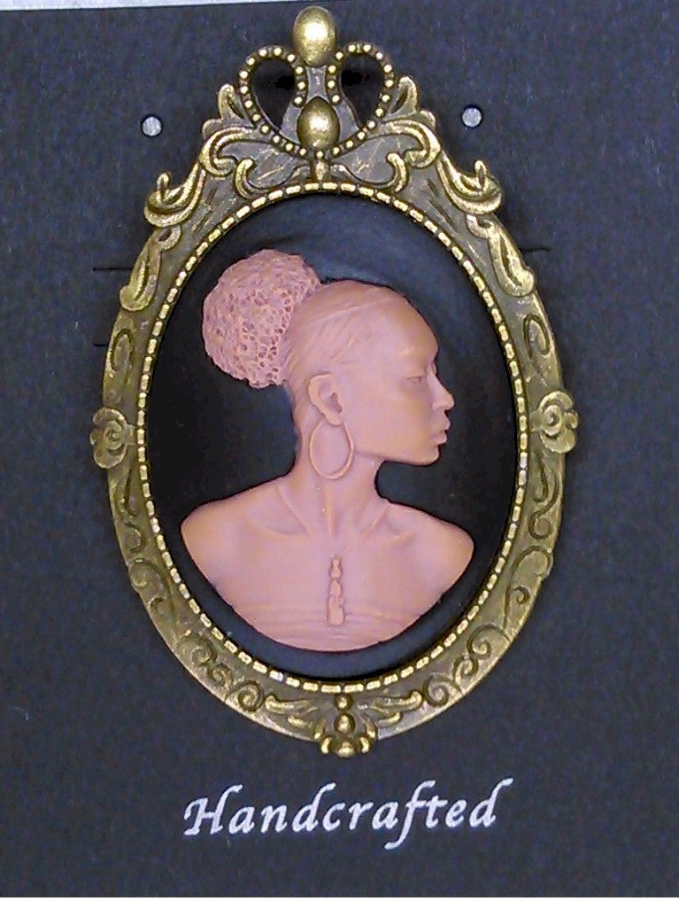 African American Woman Antique Bronze Brooch Pin Pendant Black Brown African Jewelry 646x787x