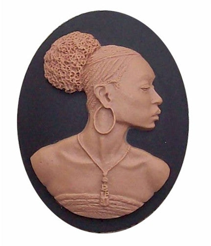 African American 40x30mm Cameo Black Lady Resin Cameo Black and Brown 646x