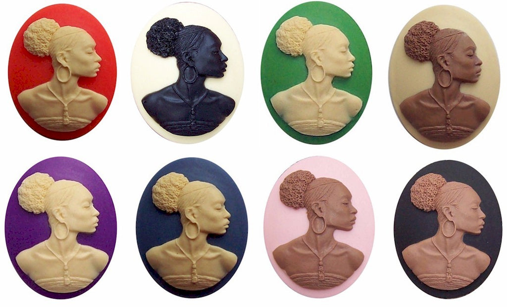 Afro Centric Cameo 40x30mm African American Cameo SET of 8 pcs. 647x
