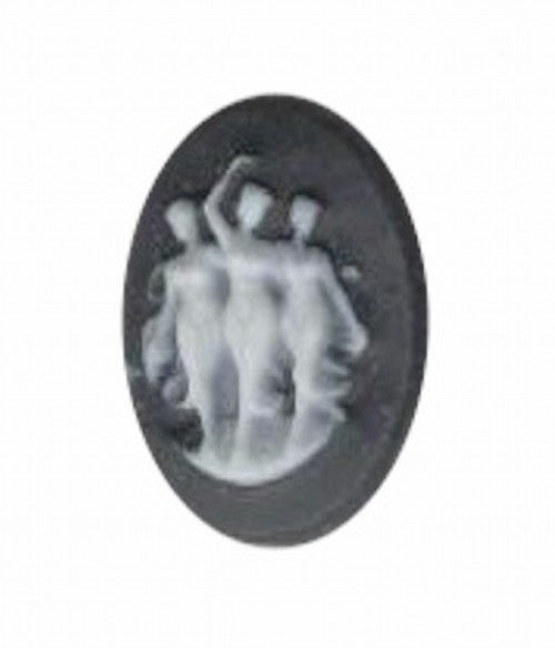 18x13mm Black and White 3 Ladies Resin Cameo 648q