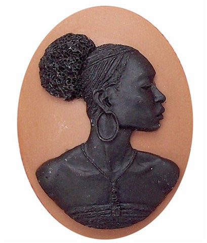 40x30mm Brown and Black African American Resin Cameo 719x