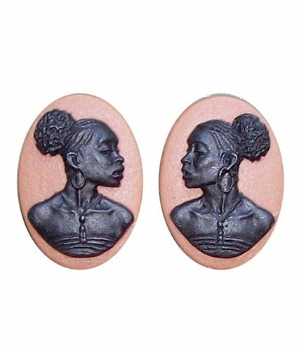 African American Cameo 18x13 Matched Pair Brown and Black Resin Cameos 728x