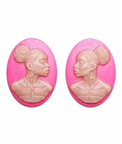 African American Cameo 18x13 Matched Pair Crimson and Brown Resin Cameos 729x