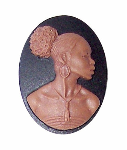25x18mm Black and Brown African American Resin Cameo 732x