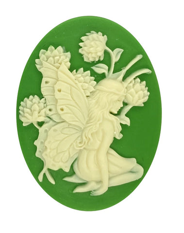 40x30mm Green Ivory Resin Fairy Cameo Cabochon 739x