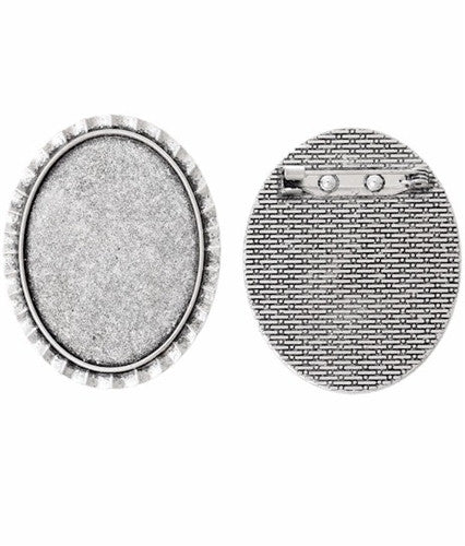 40x30mm Antique Silver Setting with Soldered Pinback 761x