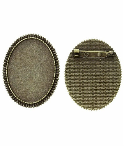 40x30mm Antique Bronze Cameo Cabochon Setting with Pin Back 762x