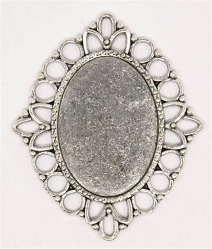 25x18mm Antique Silver Cameo Cabochon Pendant Setting Frame 771x