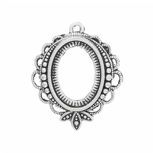 18x13mm Antique Silver Open Back Pendant Setting with Ring 786x