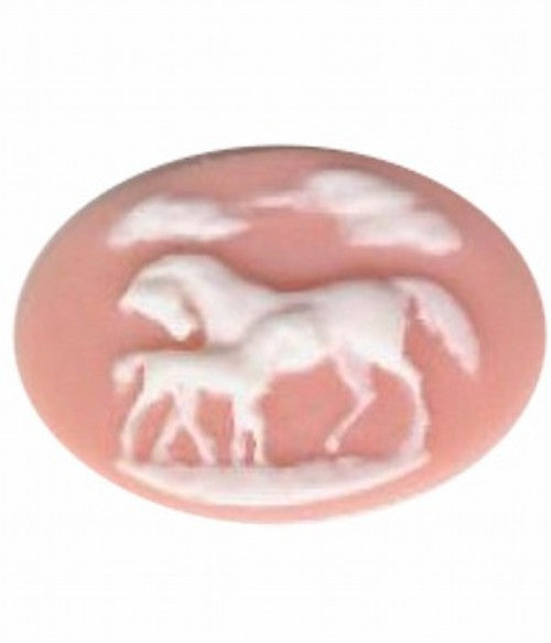 25x18mm pink and white horse equestrian resin cameo 807q