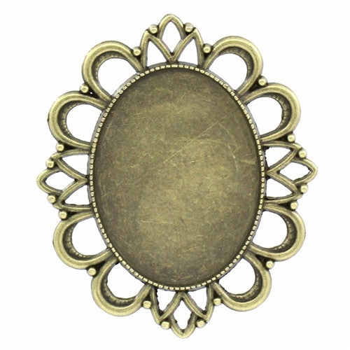 Antique Bronze Pendant 40x30mm Tray Pendant Cabochon Setting 808x
