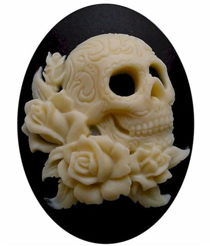 40x30mm Black Ivory Lolita Skull Cameo Day of the Dead jewelry skeleton gothic 819x