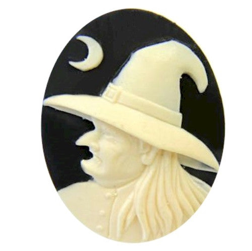 40x30mm Wicked Witch Black Ivory Resin Cameo Halloween 841x