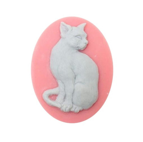 Sitting Cat Resin Cameo Pink and Grey 25x18mm 848x