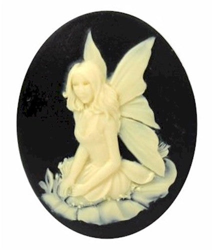 40x30mm Woodland Fairy Nymph Black and Ivory Resin Cameo 898x