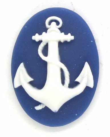 25x18mm Anchor Resin Cameo Blue Sailor Navy Marine 902x
