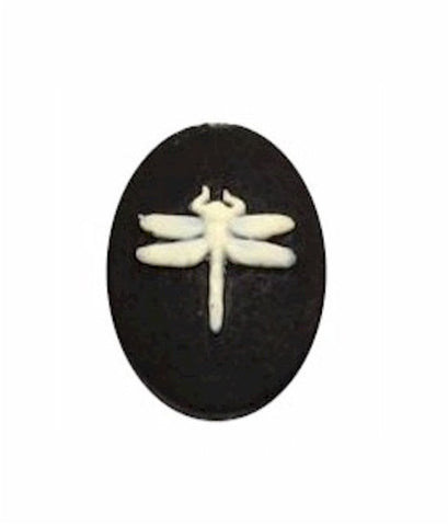 18x13mm Dragonfly Resin Cameo Black Ivory loose cabachon 903x