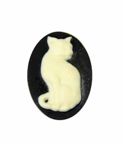 18x13mm Cat Cameo diy Cat Charm Black Ivory Resin Cabochon 904x