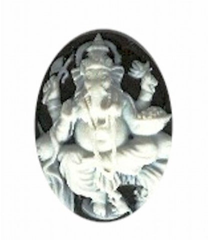25x18mm Black and White Hindu Genisha God Resin Cameo 907R