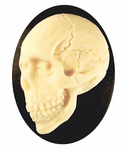 40x30mm Human Skull Day of the Dead Black Ivory Resin Bone Cameo 908x