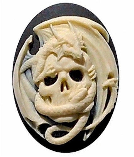 40x30mm Dragon and Skull Gothic Steampunk Scary Resin Cameo 931x