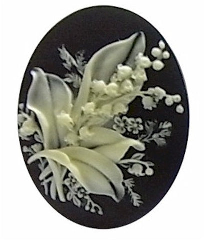 40x30mm lily of the Valley Flower Bouquet Garden Theme Resin Cameo 934x