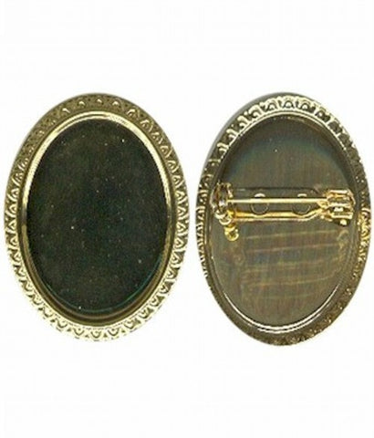 Gold 30x22mm cameo brooch setting with pin 983R