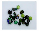 2+ oz Mixed Handmade Glass Beads lot shades of green 988x