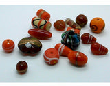 2+ ounces Mixed Handmade fancy red orange glass Beads 10-25mm 990x