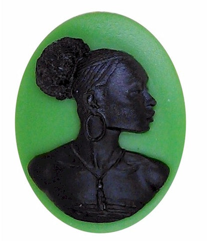 40x30mm Silhouette Cameo Africa Supply Green Cameo Jewelry Afro Ethnic Black Jewelry 996x