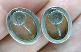 Antique sterling silver and shell cameo screw back earrings F121