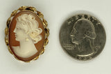 12kt GF Vintage secret locket cameo Hand carved Italian Shell  Brooch Pendant gold filled Van Dell carnelian F201