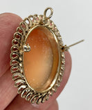 Vintage Van Dell Hand carved Italian Shell Cameo Brooch Pendant gold filled carnelian pendant necklace combo stamped 12k F202
