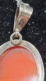 Petite Silver Vintage Italian Cameo Necklace Hand carved carnelian Conch Shell Pendant 18 inch chain  F212
