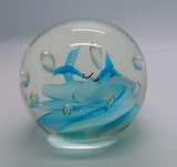 Vintage Blue Bird Paperweight Blown Art Glass
