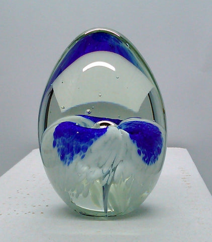 Blown Art Glass Signed Studio Paperweight Mount Saint Helen Egg