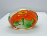Vintage Glass Paperweight Chinese Red Poinsettia copy of Sandwich Glass