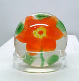 Vintage Glass Paperweight Chinese Red Poinsettia copy of Sandwich Glass
