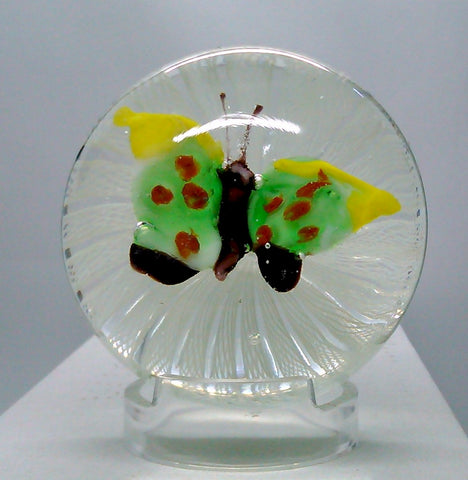 Vintage Paperweight Murano Butterfly Latticino Studio Art Glass