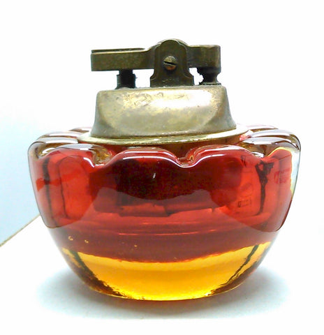 Amberina Vintage Blown Art Glass Mid-Century Murano Cigarette Table Lighter