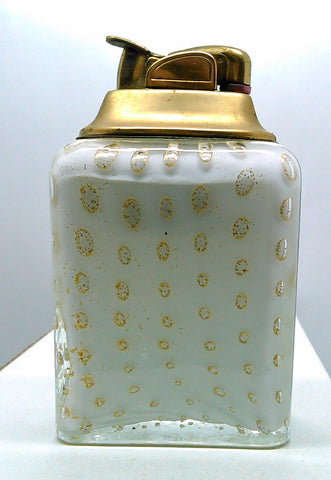 Square Vintage Blown Art Glass Mid-Century Tall Murano Cigarette Table Lighter