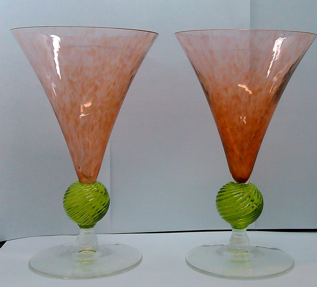 Union Street Glass Tall Martini Wine Sherbert Wedding Glasses Signed