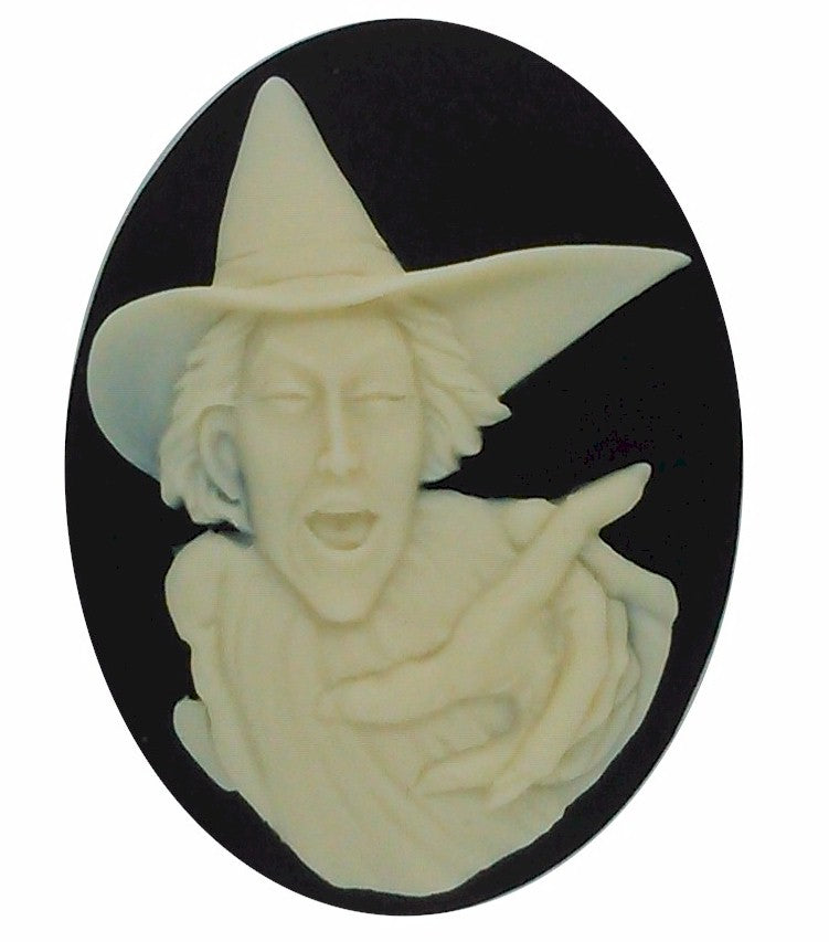 40x30mm Wicked Witch Black Ivory Resin Cameo oval Cabochon Halloween S2177