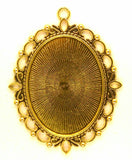 Seconds -READ DESCRIPTION- 40x30mm Antique Gold Cabochon Pendant Setting with ring S2188
