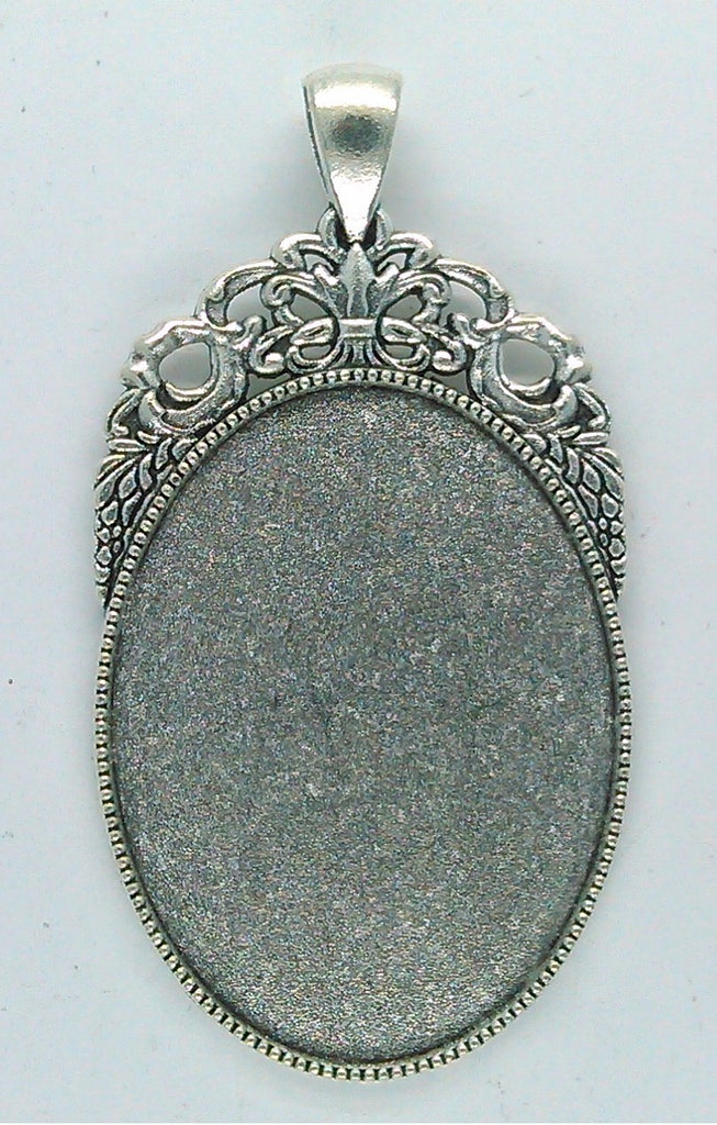 40x30mm Antique Silver Cameo or cabochon Pendant Setting with large bail S2189