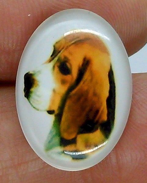 25x18mm Beagle Hound Dog Glass Cabochon Cameo Jewelry Finding S2217