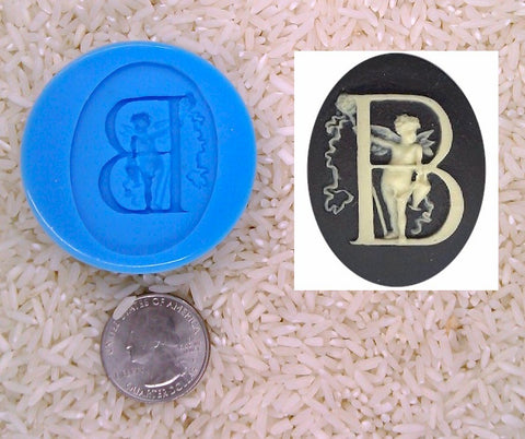 Food Safe Silicone Cameo Mold The LETTER B of the alphabet for candy soap clay resin wax etc.