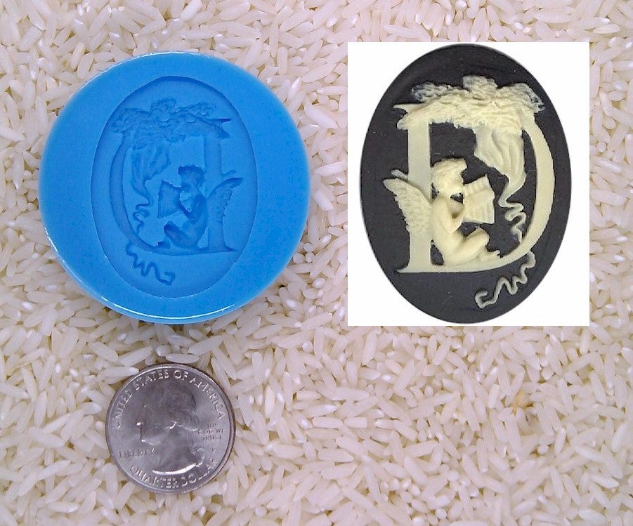 Food Safe Silicone Cameo Mold The LETTER D of the alphabet for candy soap clay resin wax etc.